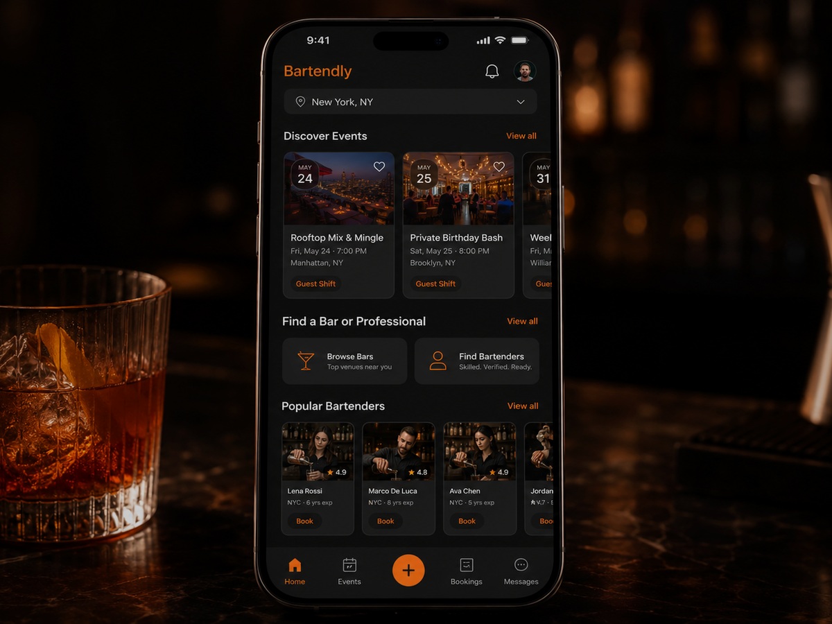 Bartendly cocktail events calendar and discovery layer